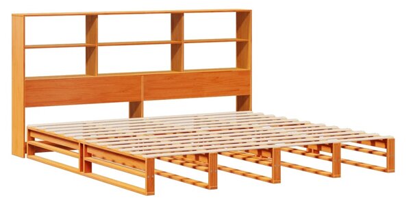 Krevet s regalom za knjige bez madraca 180x200 cm masivno drvo - Bijela / 180 x 200 cm