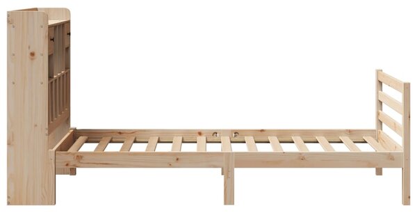 Krevet s regalom za knjige bez madraca 100x200 cm borovina - Smeđa / 100 x 200 cm