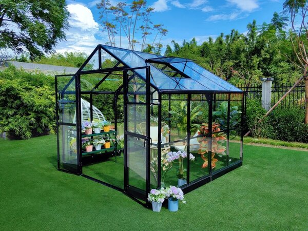 Premium staklenik polikarbonatni 278x278cm crni - Cultivo