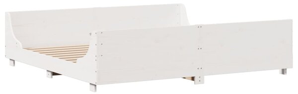Krevet s regalom za knjige bez madraca bijeli 180x200cm od drva - Smeđa / 180 x 200 cm