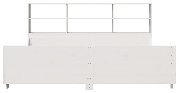 Krevet s regalom za knjige bez madraca bijeli 180x200cm od drva - Smeđa / 180 x 200 cm