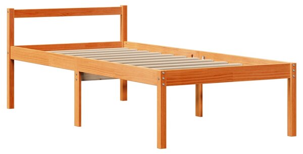 Krevet s regalom za knjige bez madraca 75 x 190 cm masivno drvo - Bijela / 75 x 190 cm