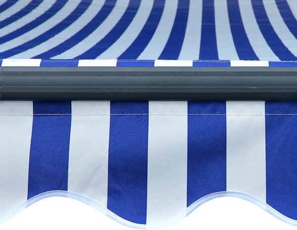 Tenda sa senzorom za vjetar LED 500 x 300 cm plavo-bijela - Plava / 500 x 300 cm