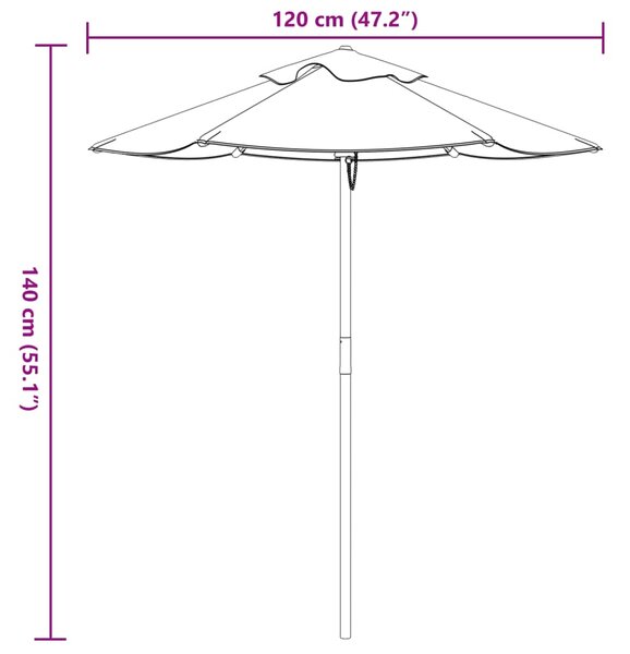Vrtni suncobran za djecu s drvenim stupom Ø 120 x 140 cm - Šarena / Default