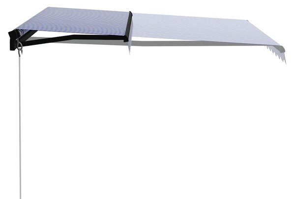 Tenda na ručno uvlačenje LED 300 x 250 cm plavo-bijela - Plava / 300 x 250 cm