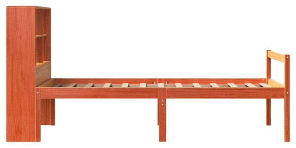 Krevet s regalom za knjige bez madraca 75 x 190 cm masivno drvo - Bijela / 75 x 190 cm