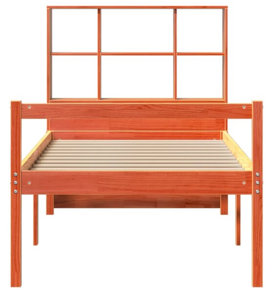 Krevet s regalom za knjige bez madraca 75 x 190 cm masivno drvo - Bijela / 75 x 190 cm