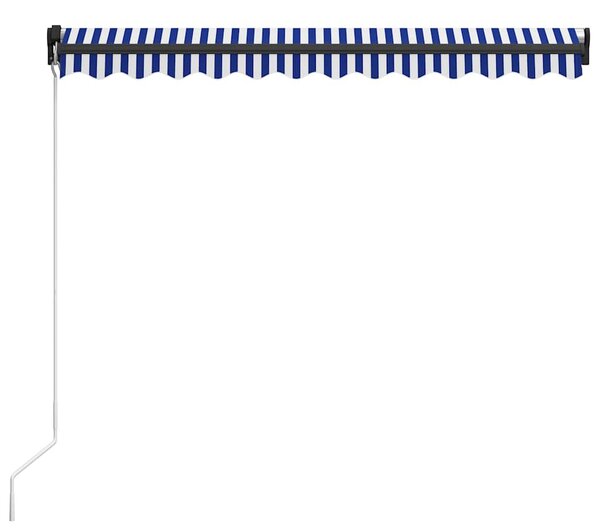 Tenda na ručno uvlačenje LED 300 x 250 cm plavo-bijela - Plava / 300 x 250 cm
