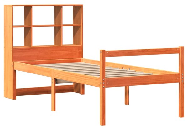 Krevet s regalom za knjige bez madraca 75 x 190 cm masivno drvo - Bijela / 75 x 190 cm