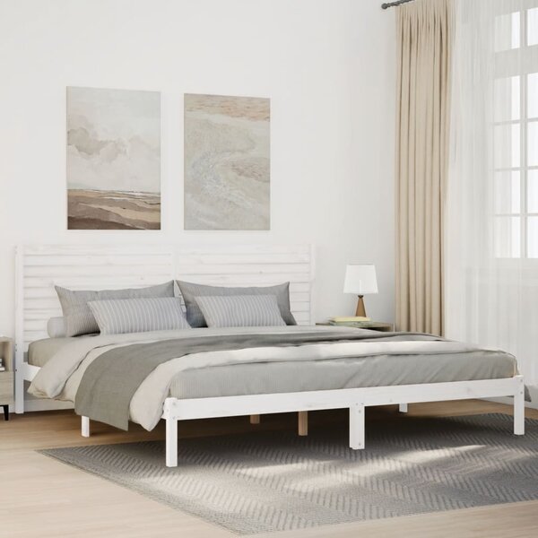 Dugi okvir kreveta bez madraca bijeli 180 x 210 cm masivno drvo - Bijela / 180 x 210 cm