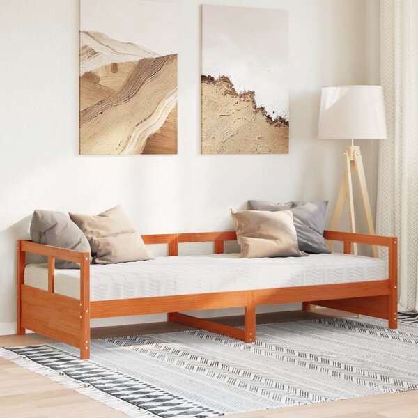 Dnevni krevet s madracem voštano smeđi 90x200 cm od borovine - Smeđa / 90 x 200 cm