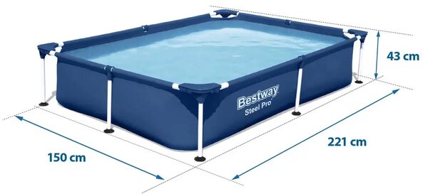 Pravokutni bazen s okvirom 221x150x43 cm 16 u 1 Bestway 56401N