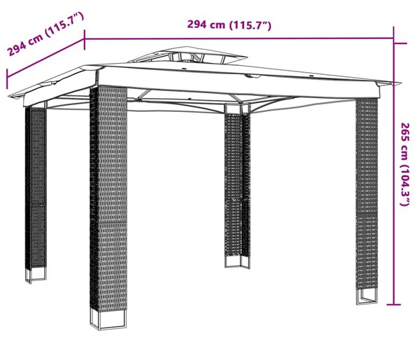 Sjenica s dvostrukim krovom krem 2,94 x 2,94 čelična - Krema / 2.94 x 2.94 m
