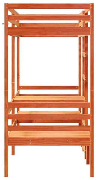 Okvir kreveta na kat sa stolom i stolicama 75x190 cm borovina - Smeđa / 75 x 190 cm