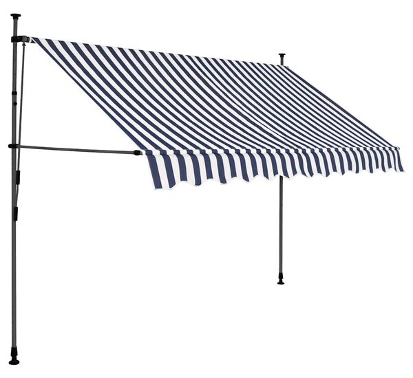 Tenda na ručno uvlačenje s LED svjetlima 300 cm plavo-bijela - Plava / N/A