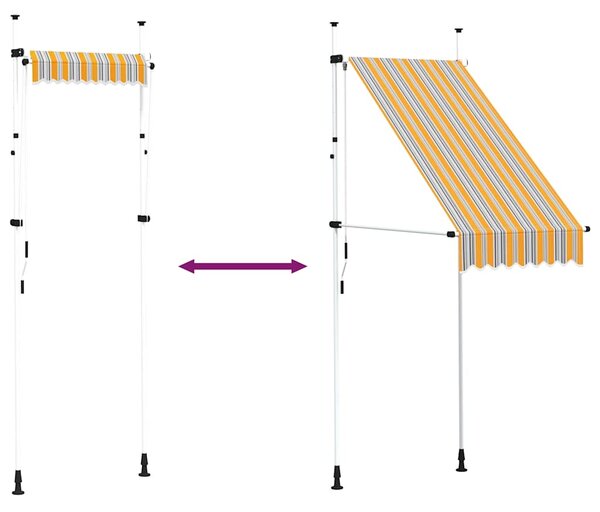 Tenda na ručno uvlačenje 100 cm žuto-plava prugasta - Šarena / N/A