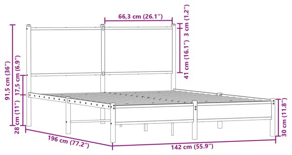 Metalni okvir kreveta bez madraca boja hrasta sonome 137x190 cm - Smeđa / 137 x 190 cm