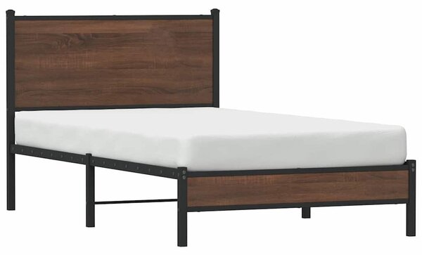 Metalni okvir kreveta bez madraca smeđi hrast 100x200 cm - Smeđa / 100 x 200 cm