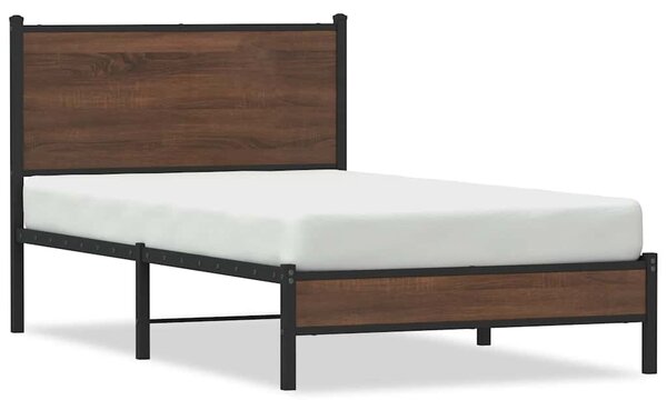 Metalni okvir kreveta bez madraca smeđi hrast 100x200 cm - Smeđa / 100 x 200 cm