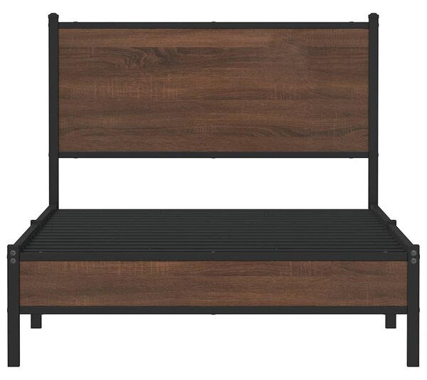 Metalni okvir kreveta bez madraca smeđi hrast 100x200 cm - Smeđa / 100 x 200 cm