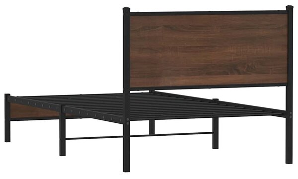Metalni okvir kreveta bez madraca smeđi hrast 100x200 cm - Smeđa / 100 x 200 cm