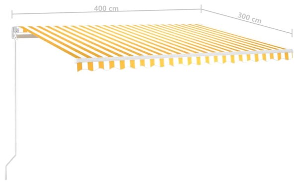 Tenda na ručno uvlačenje s LED svjetlima 400x300 cm žuto-bijela - Žuta / 400 x 300 cm