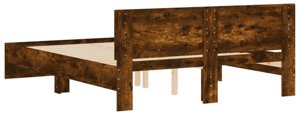 Okvir kreveta s uzglavljem boja dimljenog hrasta 150x200 cm - Smeđa / 150 x 200 cm
