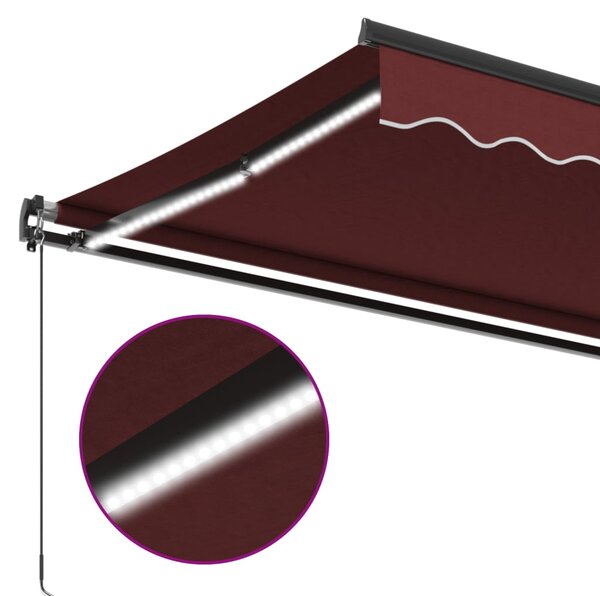 Tenda na ručno uvlačenje s LED svjetlima bordo 600 x 350 cm - Bordo / 600 x 350 cm