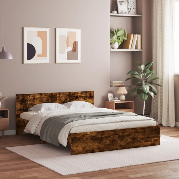 Okvir kreveta s uzglavljem boja dimljenog hrasta 150x200 cm - Smeđa / 150 x 200 cm