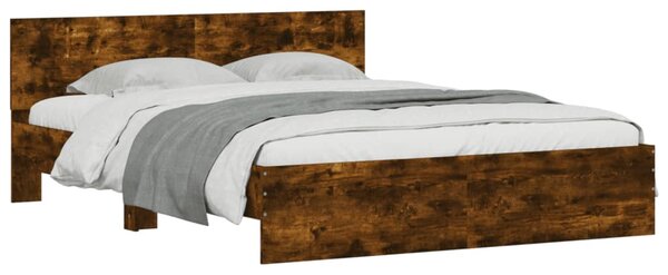 Okvir kreveta s uzglavljem boja dimljenog hrasta 150x200 cm - Smeđa / 150 x 200 cm