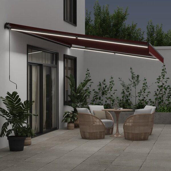 Tenda na ručno uvlačenje s LED svjetlima bordo 600 x 350 cm - Bordo / 600 x 350 cm