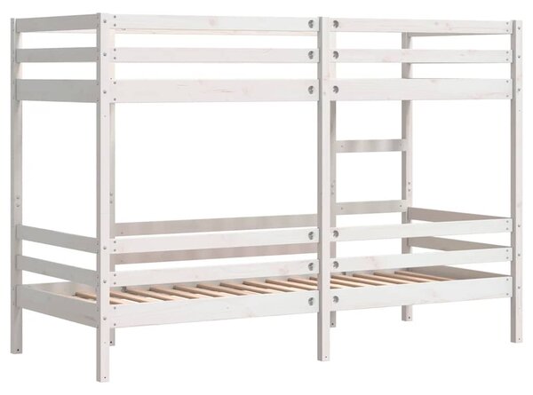 Krevet na kat bijeli 90 x 200 cm od masivne borovine - Bijela / 90 x 200 cm