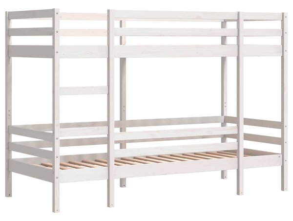 Krevet na kat bijeli 90 x 200 cm od masivne borovine - Bijela / 90 x 200 cm
