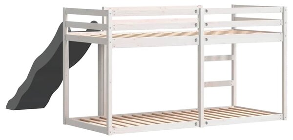 Krevet na kat s toboganom i ljestvama bijeli 90x190 cm borovina - Bijela / 90 x 190 cm