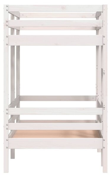 Krevet na kat bijeli 90 x 200 cm od masivne borovine - Bijela / 90 x 200 cm