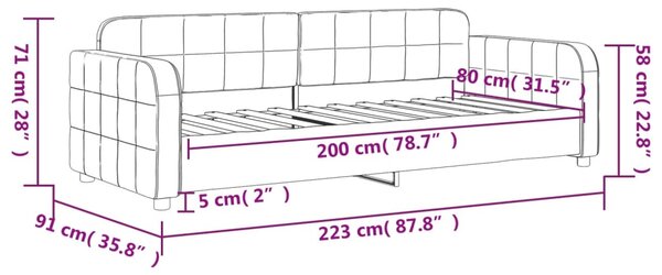 Dnevni krevet tamnosivi 80 x 200 cm baršunasti - Siva / 80 x 200 cm