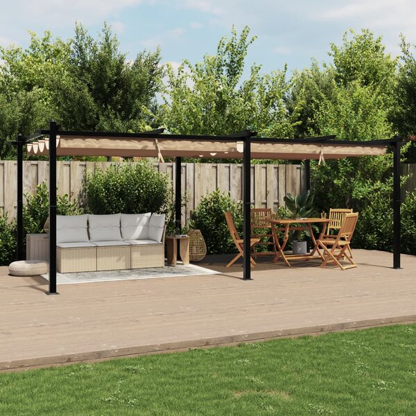 Vrtna sjenica s pomičnim krovom 3 x 6 m sivosmeđa aluminijska - Tupe / N/A