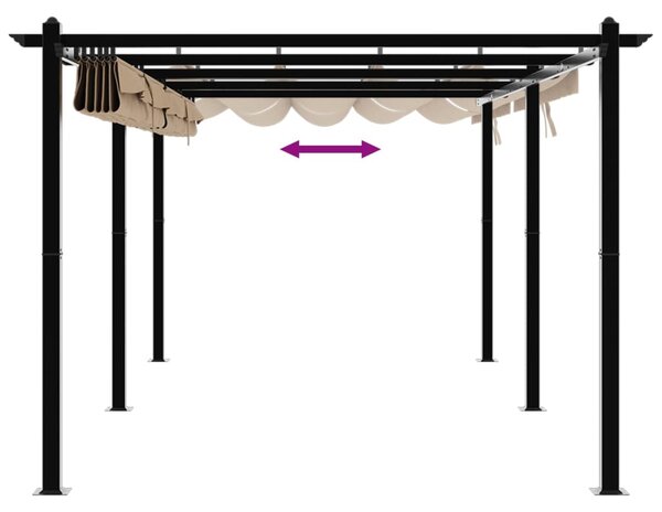 Vrtna sjenica s pomičnim krovom 3 x 6 m sivosmeđa aluminijska - Tupe / N/A