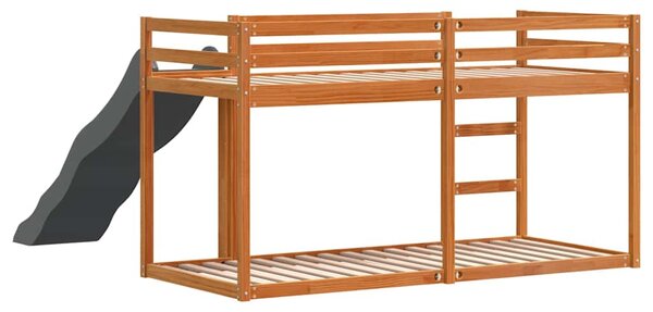 Krevet na kat s toboganom i ljestvama 75x190 cm od borovine - Smeđa / 75 x 190 cm