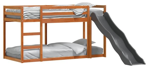 Krevet na kat s toboganom i ljestvama 75x190 cm od borovine - Smeđa / 75 x 190 cm