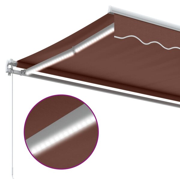 Tenda na ručno uvlačenje s LED smeđa 400 x 350 cm - Smeđa / 400 x 350 cm