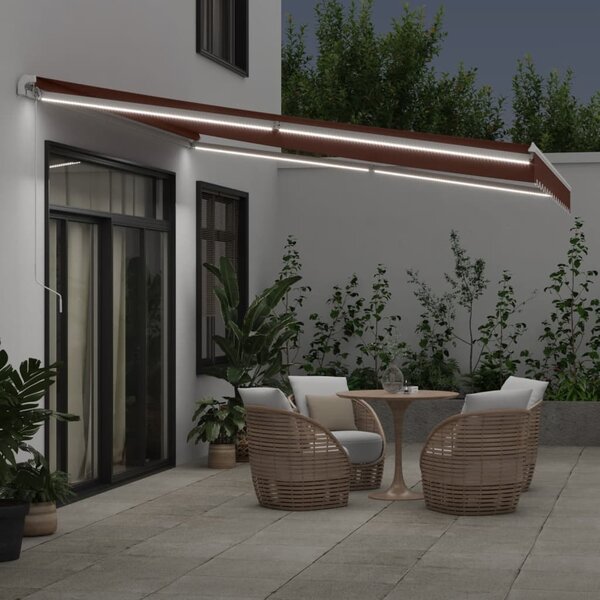 Tenda na ručno uvlačenje s LED smeđa 400 x 350 cm - Smeđa / 400 x 350 cm