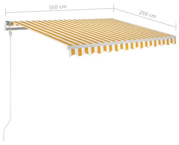 Tenda na ručno uvlačenje 350 x 250 cm žuto-bijela - Žuta / 350 x 250 cm