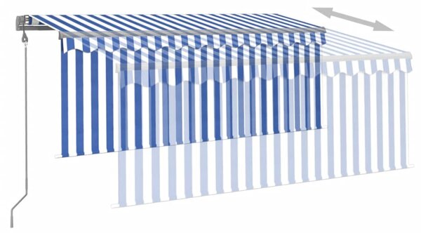 Automatska tenda na uvlačenje s roletom 3 x 2,5 m plavo-bijela - Plava / 3 x 2.5 m