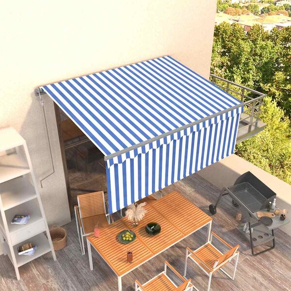 Automatska tenda na uvlačenje s roletom 3 x 2,5 m plavo-bijela - Plava / 3 x 2.5 m