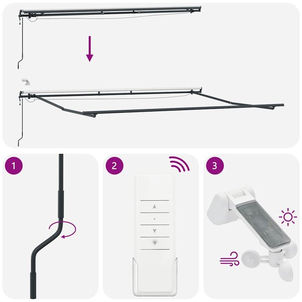 Tenda na automatsko uvlačenje LED antracit i bijela 450x300 cm - Antracitno siva / 450 x 300 cm
