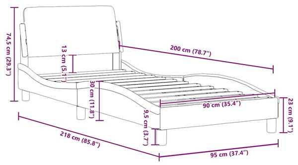 Okvir kreveta s uzglavljem Dover 90x200 cm od tkanine - Tupe / 90 x 200 cm