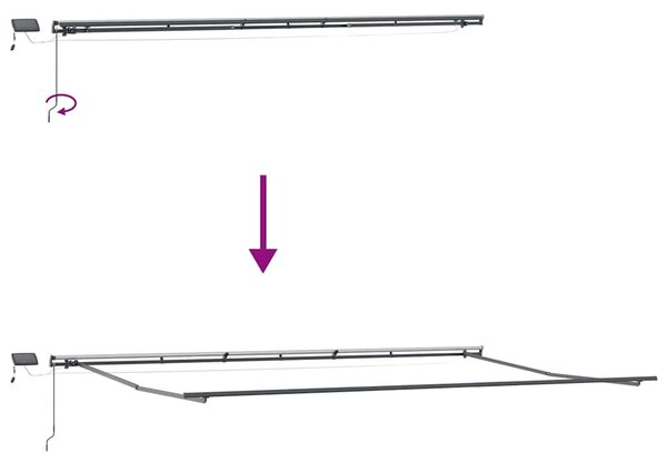 Tenda na ručno uvlačenje s LED diodama antracit&bijela - Antracitno siva / 600 x 300 cm