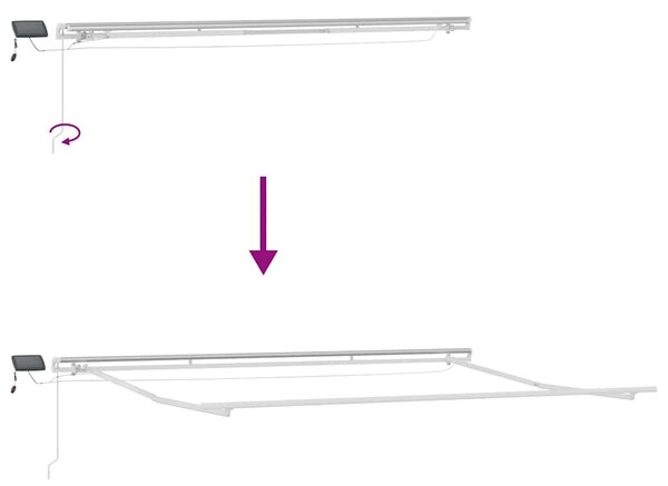 Tenda na ručno uvlačenje s LED smeđa 450 x 300 cm - Smeđa / 450 x 300 cm