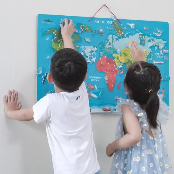VIGA 2u1 Montessori magnetna ploča - Karta svijeta